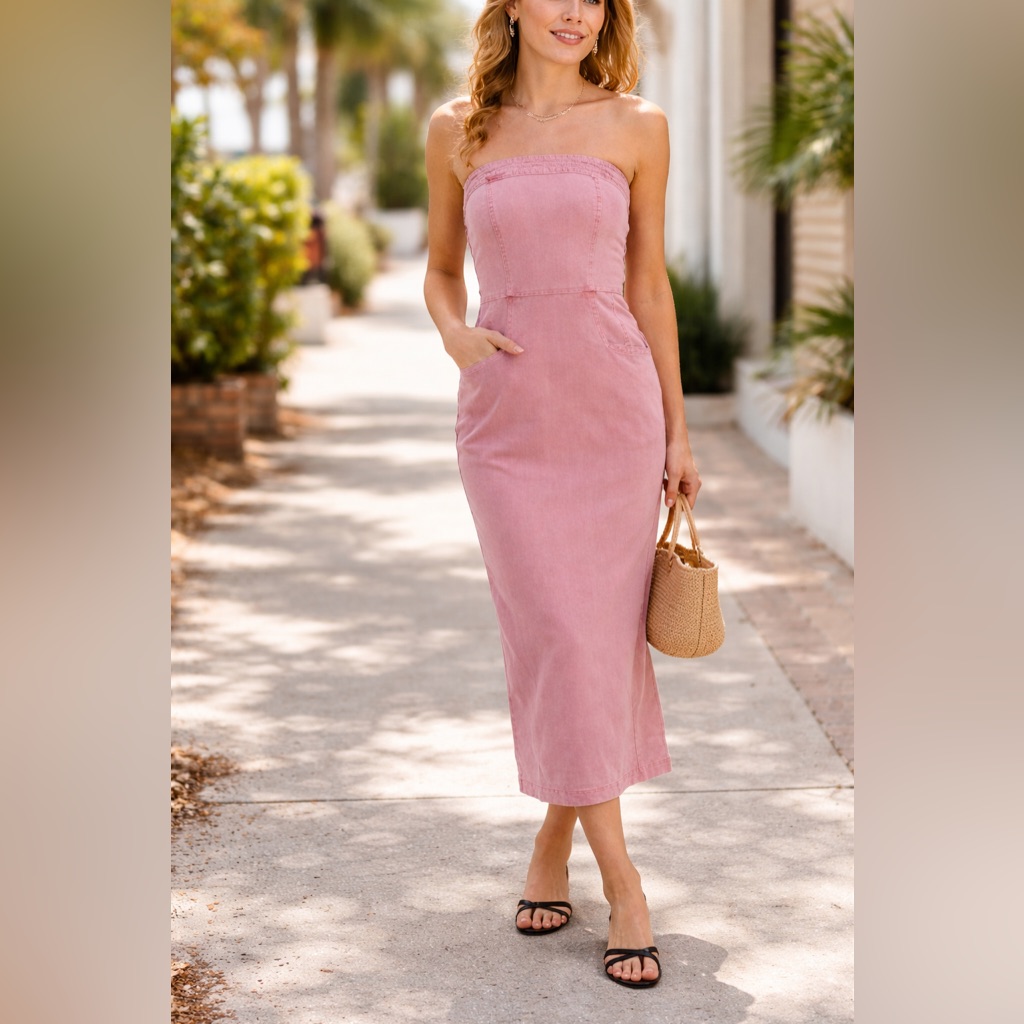Young Fabulous & Broke Taylor Tube Dress Pink Cosmetic Strapless Midi Size M Nwt